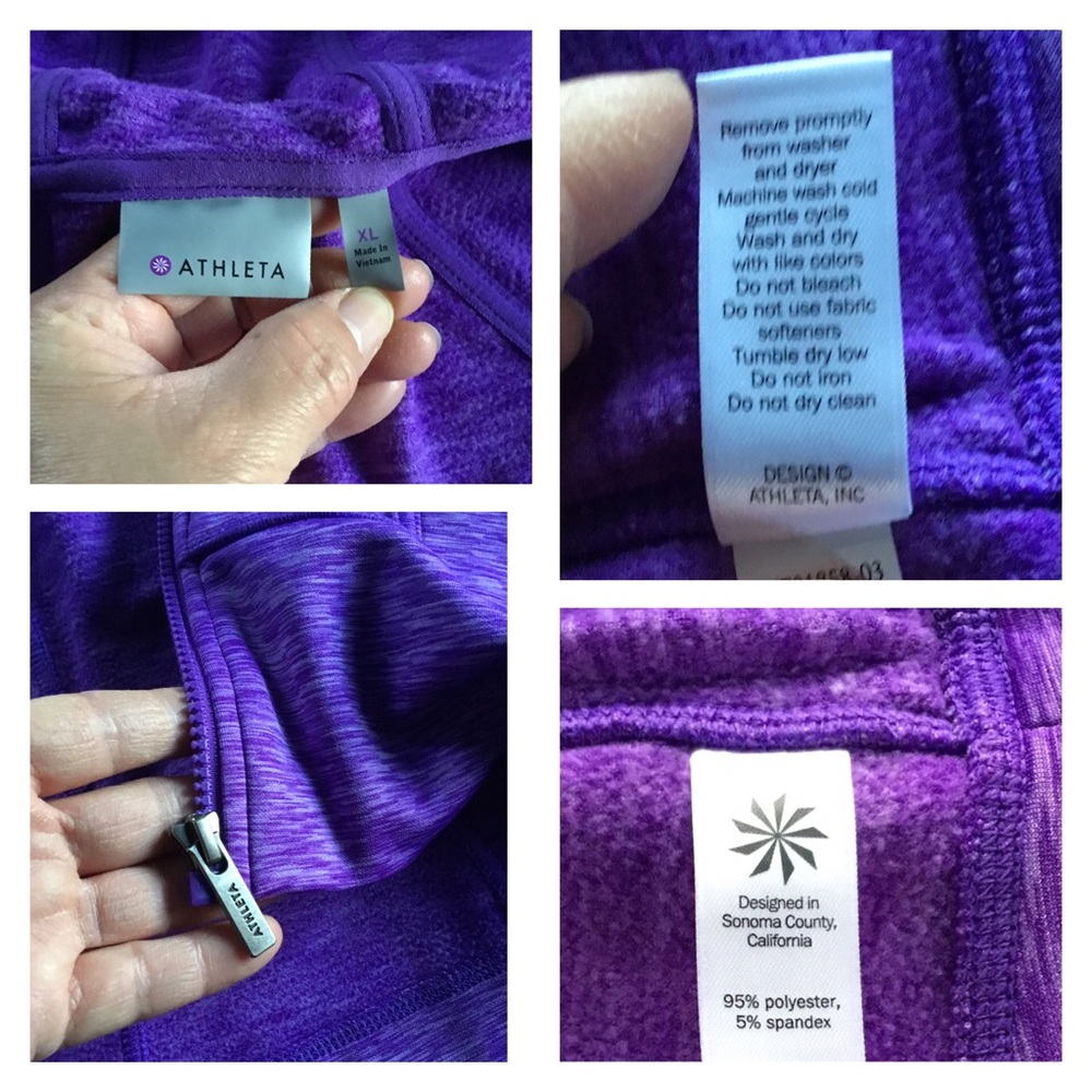 ATHLETA WOMEN’S STRENGTH HOODIE 2 FULL ZIP PURPLE AMETHYST SPACE DYE SIZE XL - Picture 13 of 15